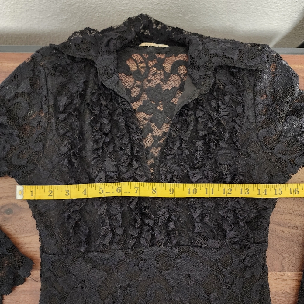 Arden B Black Lace Bodycon Collared Mini Dress - Picture 7 of 9